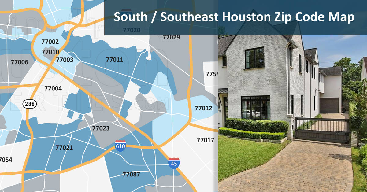 South/Southeast Houston Zip Code Map