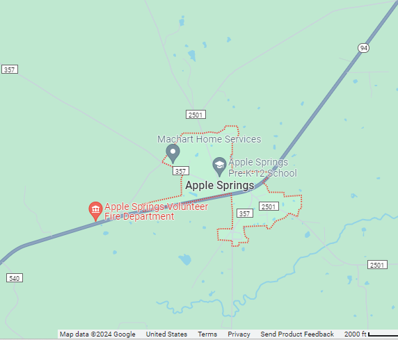 Map of Apple Springs/Pennington