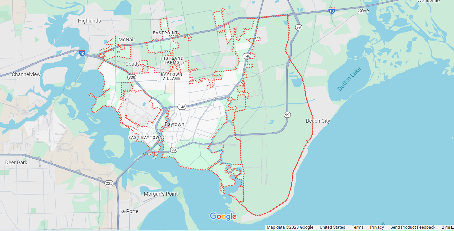 Map of Baytown/Harris County