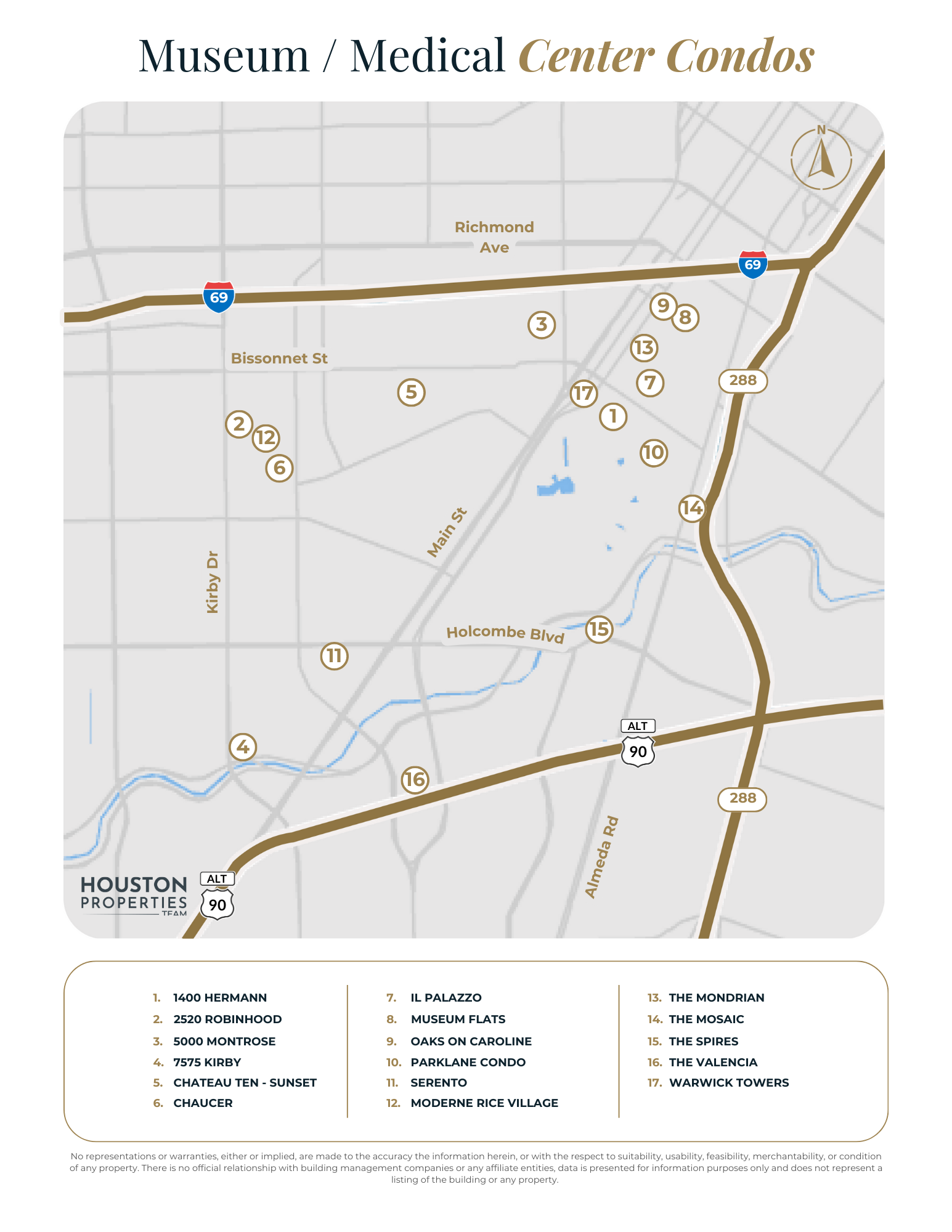 Map of Condos - Museum District / Med Center Guide