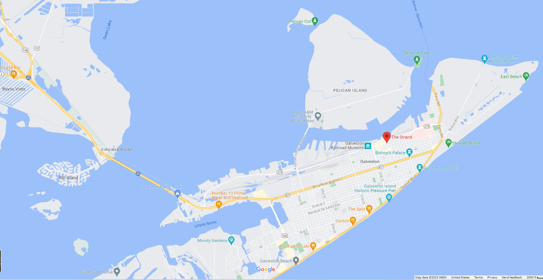 Map of Downtown - Galveston/The Strand
