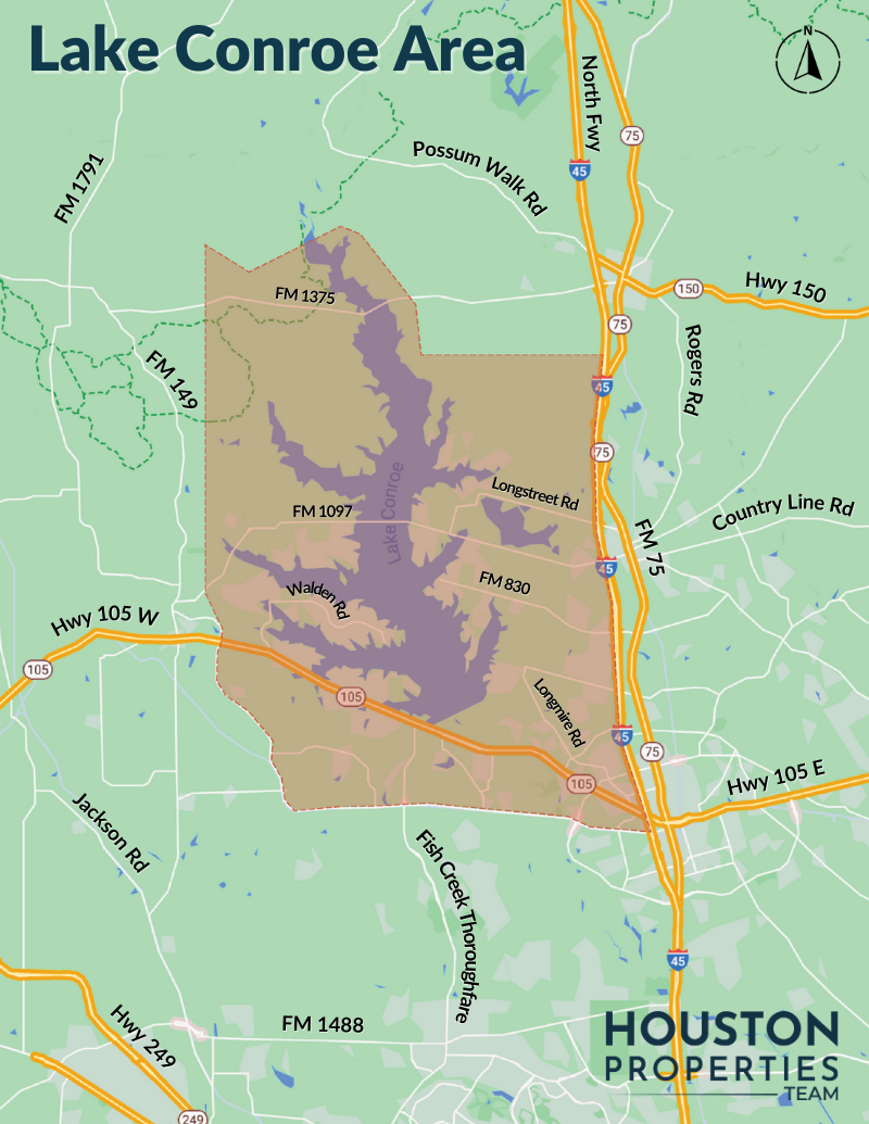 Map of Lake Conroe Area