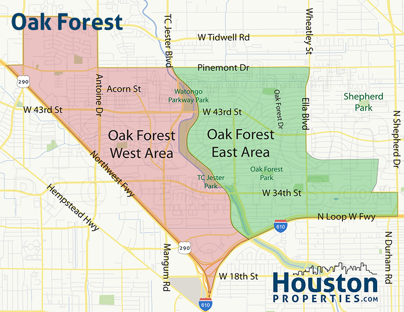 Map of Oak Forest East
