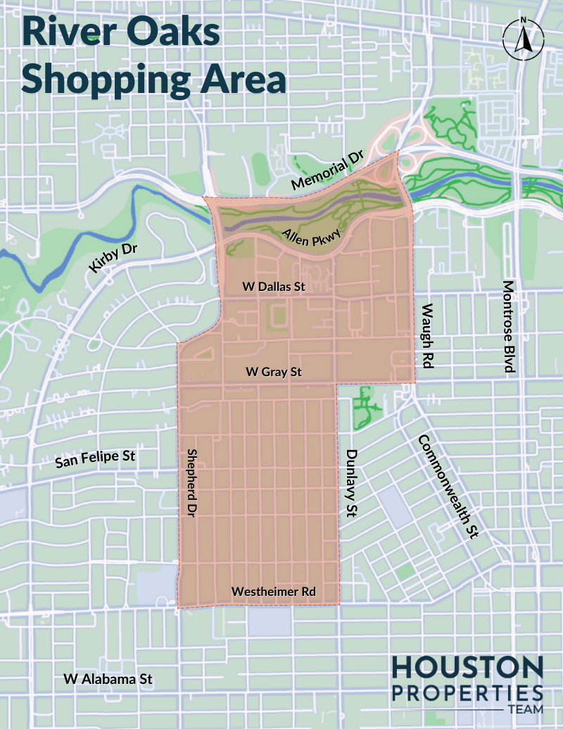 Map of River Oaks Shopping Area