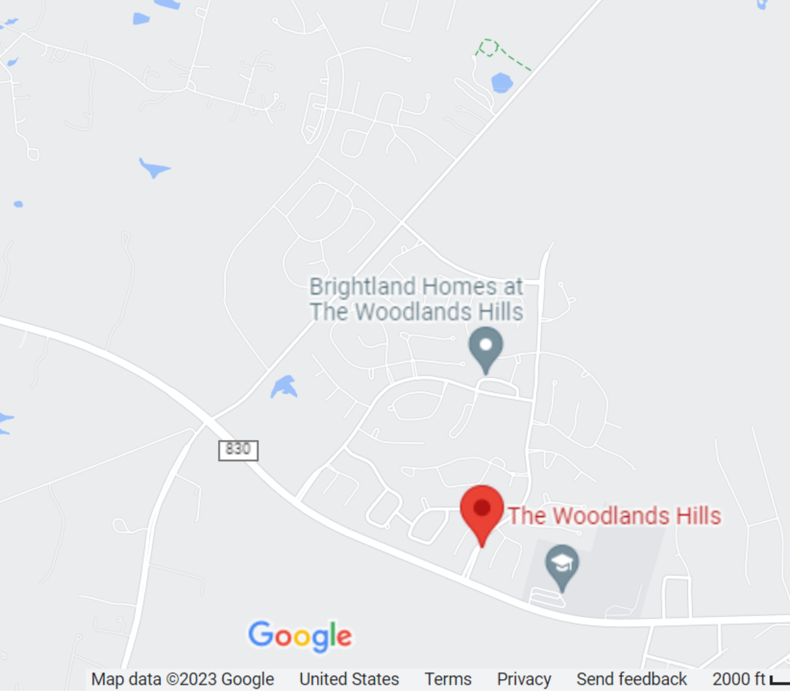 Map of The Woodlands Hills (Master Planned)