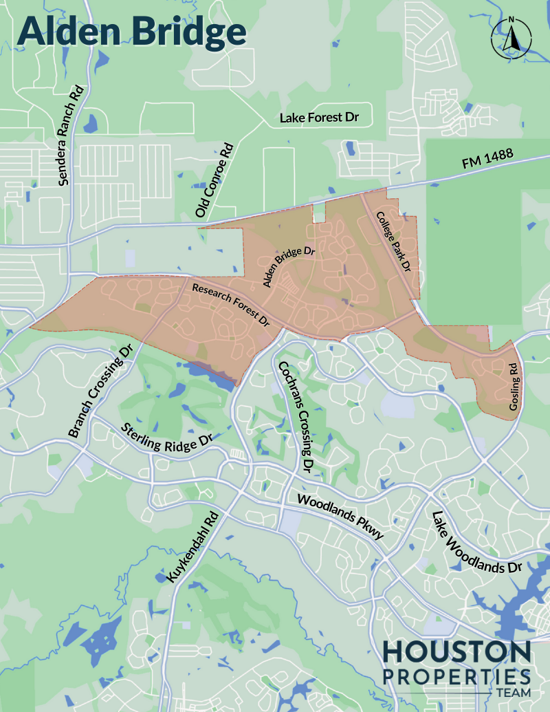 Map of The Woodlands: Alden Bridge