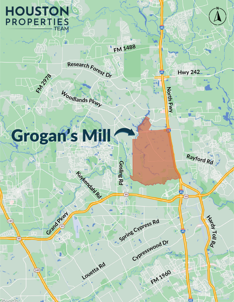 The Woodlands: Grogan's Mill Map