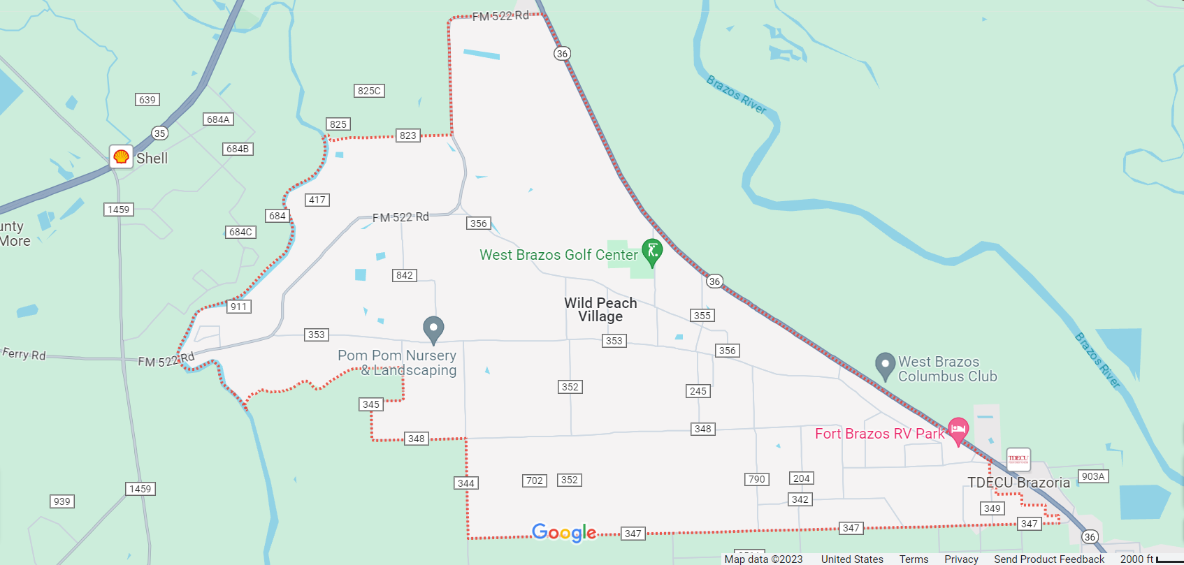Map of West of the Brazos