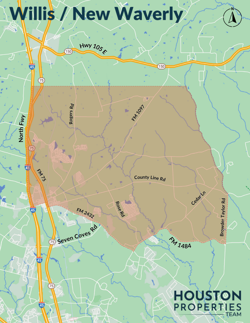 Map of Willis/New Waverly